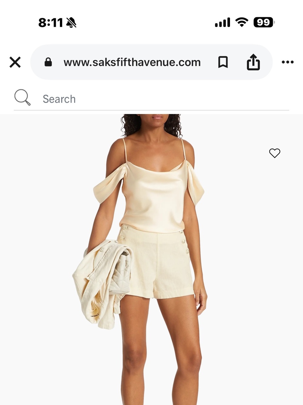 L'AGENCE Cream Satin Cold-Shoulder Cowl Cami